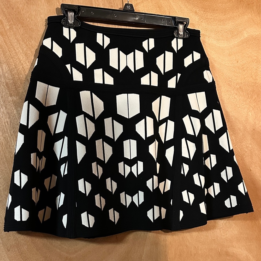 Diane Von Furstenberg Geometric Black and White Mini Skirt
